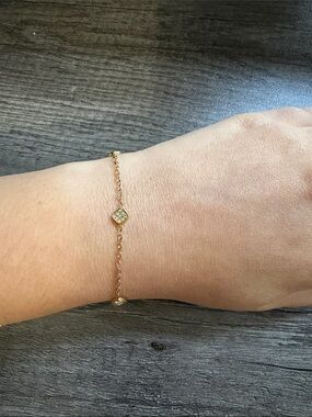 Gold plated stainless steel square rhinestone bracelet